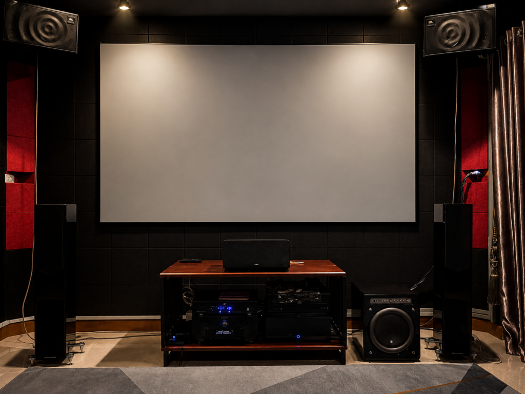 Home Theater installation with Marantz AV8802, Acoustic Energy speakers, JL Audio subwoofers, Audio Calibration and Video Calibration by HDT Homedigital