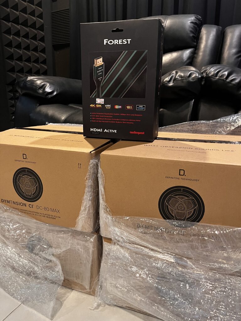 Definitive Technology Dymension CI DC-80 MAX พร้อมสาย HDMI AudioQuest Forest สำหรับการอัปเกรดระบบ Dolby Atmos