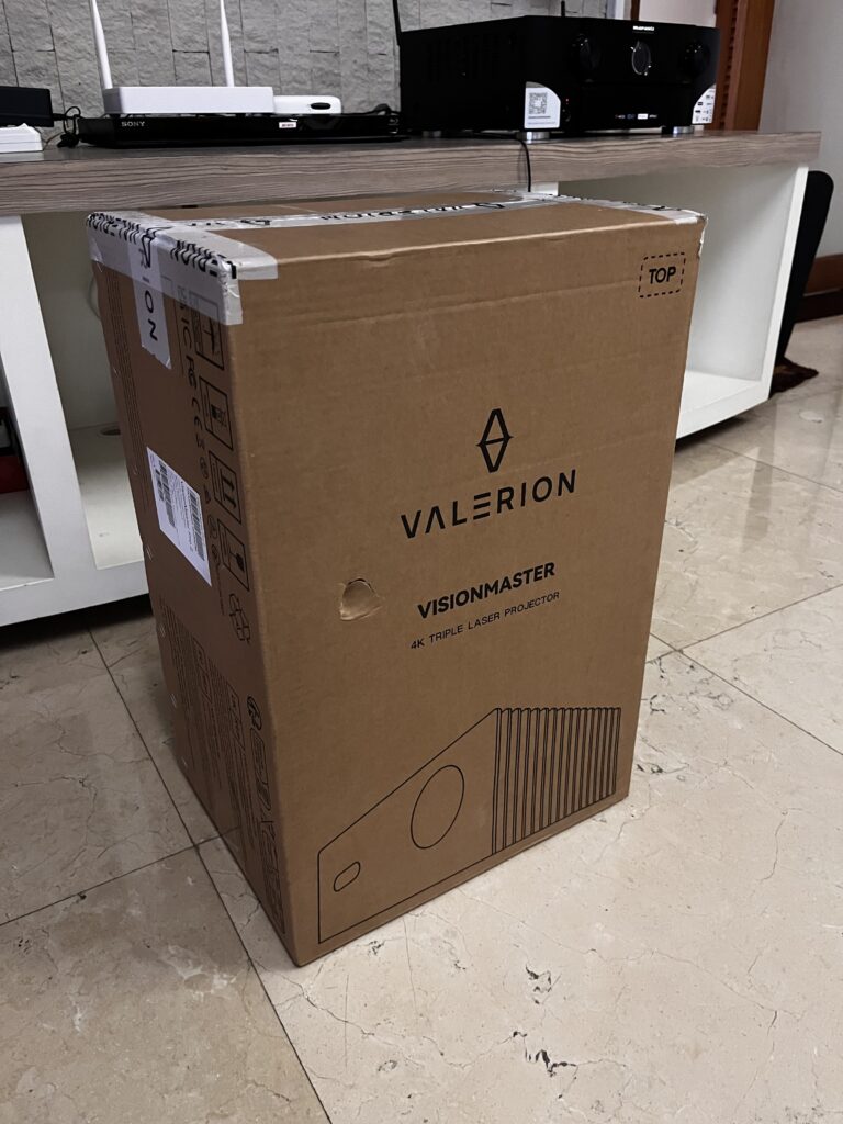 Valerion VisionMaster Pro 2 4K RGB Triple Laser projector prepared for home theater installation by HDT Homedigital.