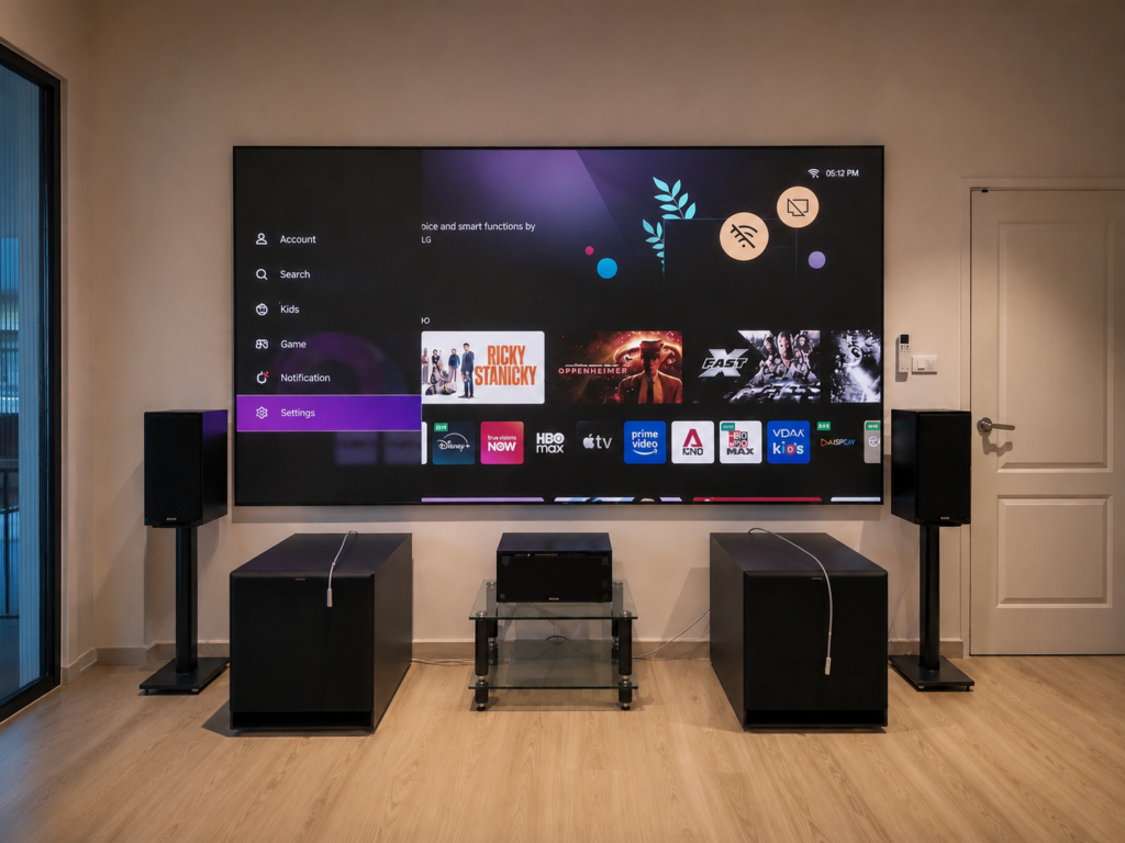 Hisense C2 Ultra ติดตั้งร่วมกับ Genius Screen Optical 8K ขนาด 110 นิ้วในห้อง Home Theater