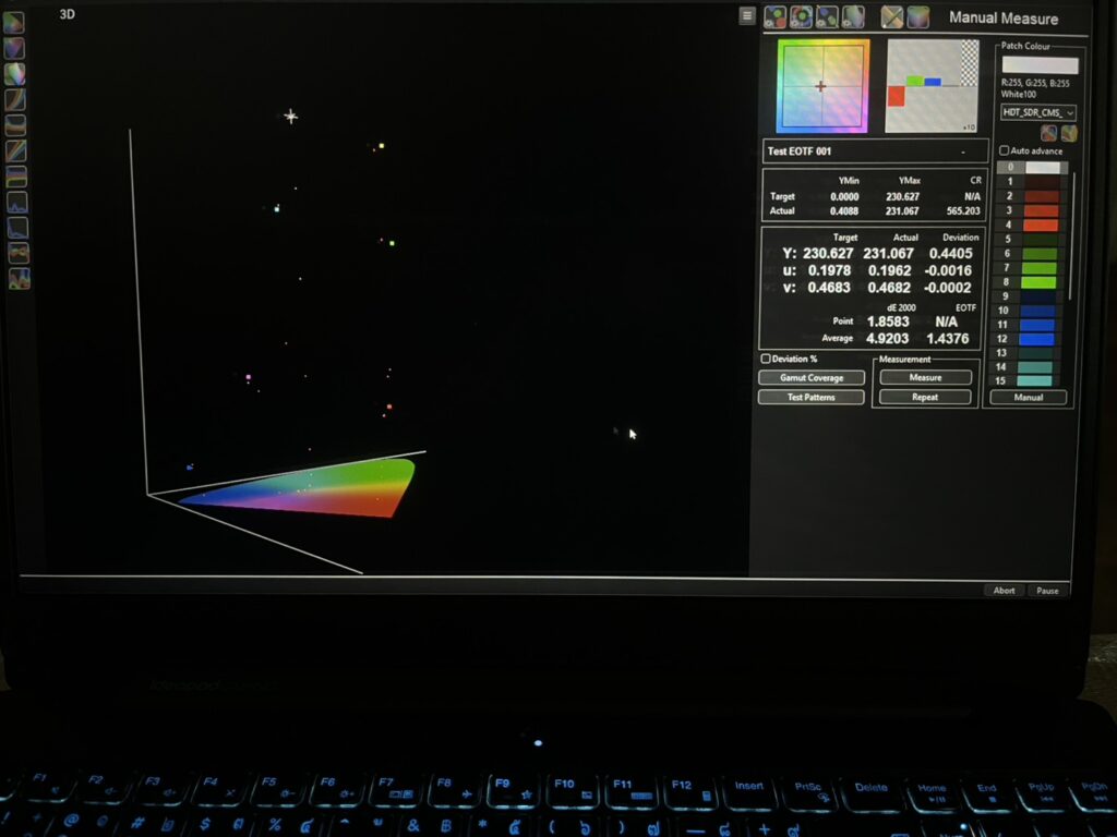 HDR 3D Color Gamut measurement after Display Calibration on Sony TV