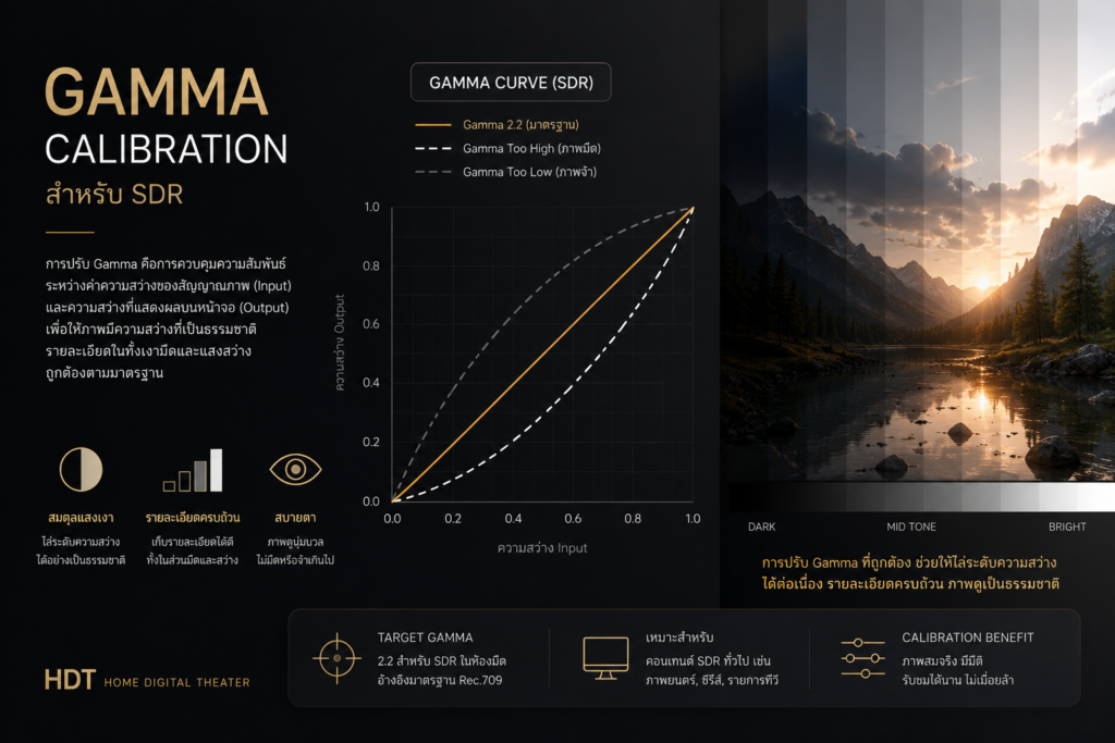 Gamma Calibration สำหรับ SDR ปรับระดับความสว่าง Shadow และ Midtone ให้ถูกต้อง