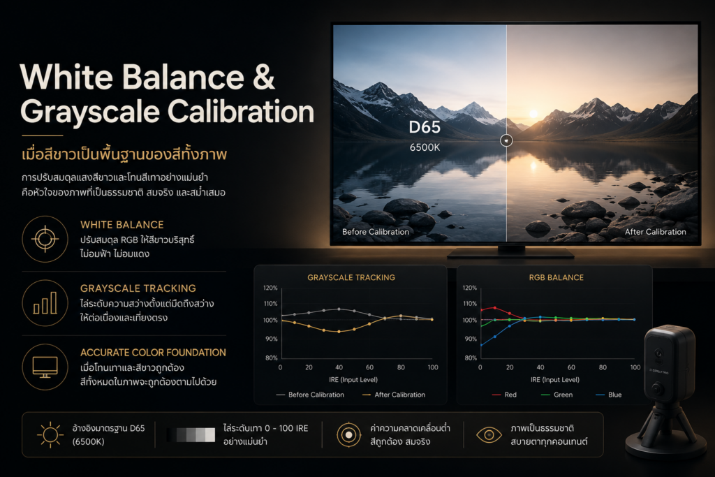 White Balance และ Grayscale Calibration การปรับสมดุล RGB ตามมาตรฐาน D65